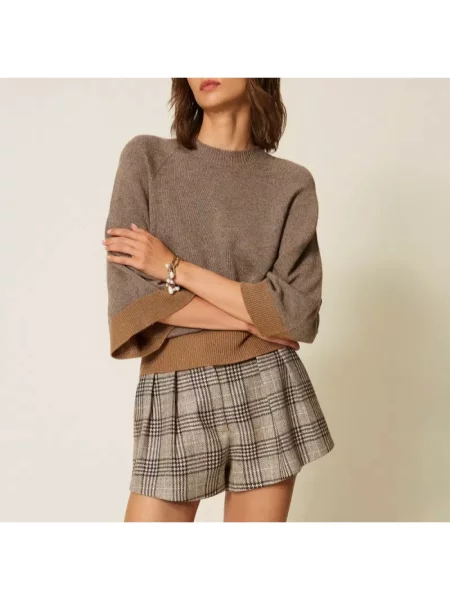 Sweter Twinset brązowy