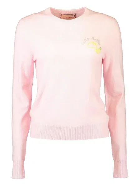 Sweter Lingua Franca z okrągłym dekoltem różowy