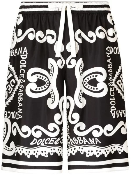 Pantaloni scurți Dolce & Gabbana de mătase cu imagine negru