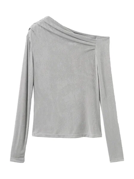 MANGO Tricou CREPONI argintiu gri