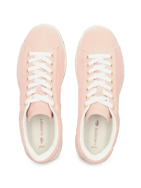 Sneakerși Lacoste cu broderie din piele de căprioară roz