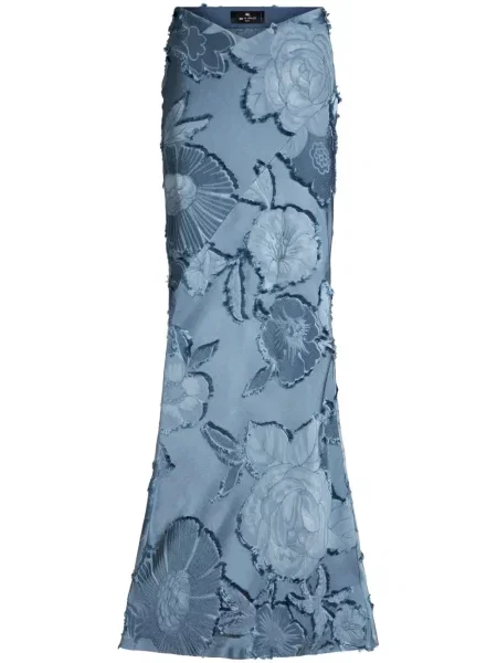 Fusta maxi Etro cu model floral din jacard albastru