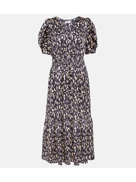 Zamatové midi šaty Velvet s potlačou po kolená