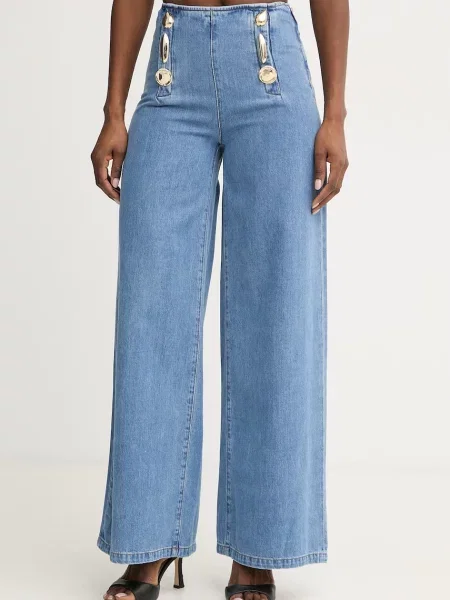 Simona Corsellini jeansy wide leg niebieskie