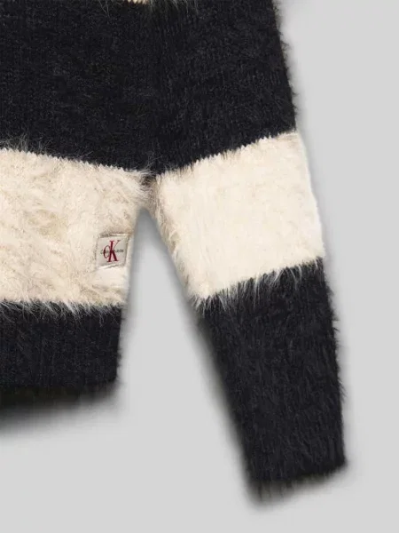 Sweter z dzianiny z okrągłym dekoltem Calvin Klein Jeans czarny