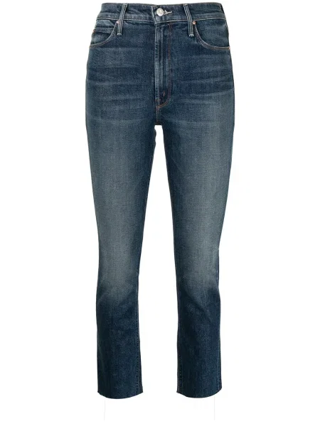 Jeansy Mother o krotszym kroju niebieskie