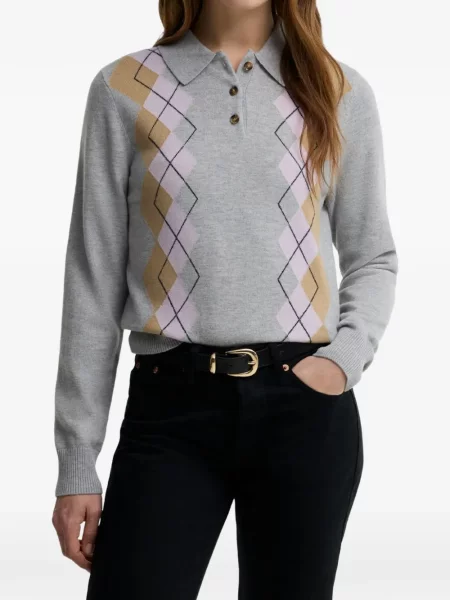 Με κολάρο polo Barbour International argyle γκρι