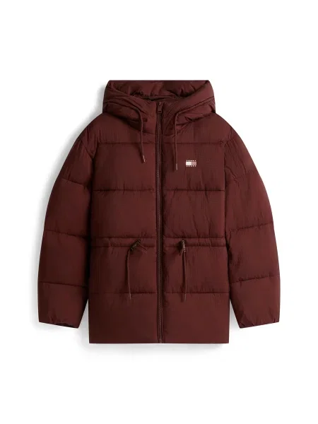 Tommy Jeans Geacă de iarnă ruginiu / roșu / alb maro