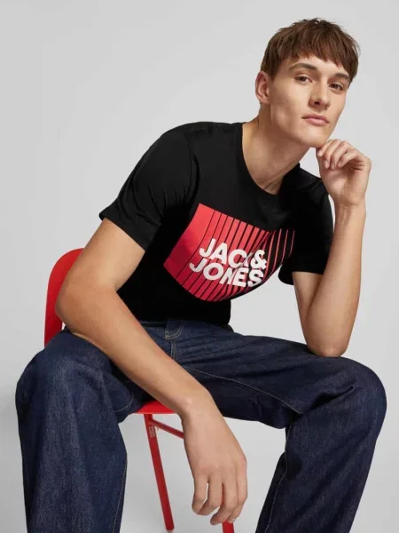 T-shirt z nadrukiem z logo model ‘CORP’ Jack & Jones czarna