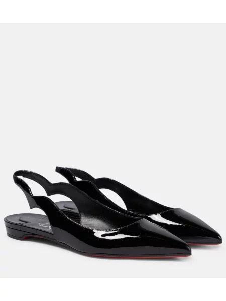 Kožené lakované baleríny Christian Louboutin černé