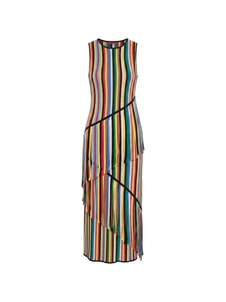 Rochie maxi Simon Miller cu franjuri tricotate roșu