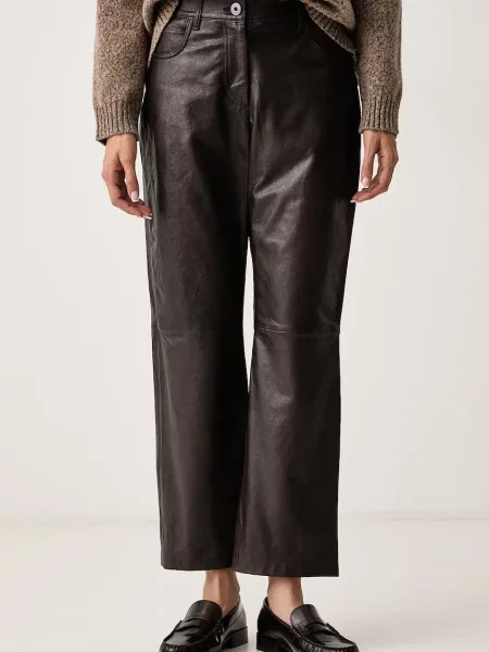 Weekend Max Mara pantaloni pentru femei din piele WKDDESERTO maro