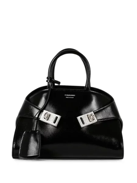 Kožna shopper torbica Ferragamo crna