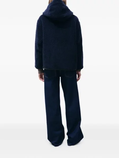 Geacă Tory Burch din fleece cu autograf albastru