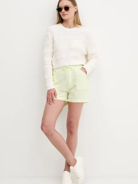 Tommy Jeans pulover bombažen bež