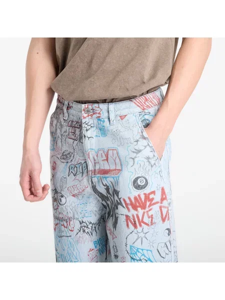 Kalhoty RIPNDIP Marker Wide Fit Pants Light Wash Denim L