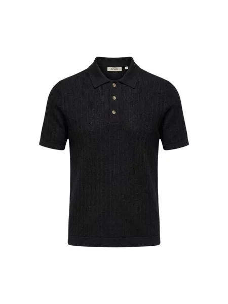 Koszulka polo o kroju regular fit z mieszanka bawełny model MOON' Only & Sons czarne