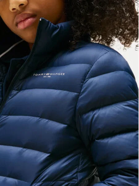 Tommy Hilfiger Péřová Bunda tmavě modrá bílá