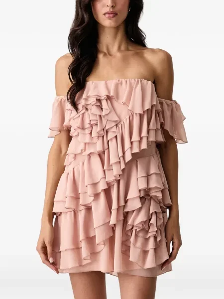 Rochie mini Aniye By cu volane roz