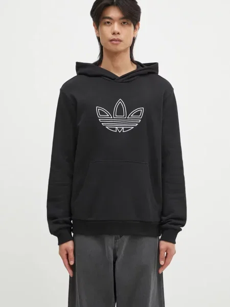 Кофта adidas Originals Outline Hoodie з капюшоном з аплікацією чорний