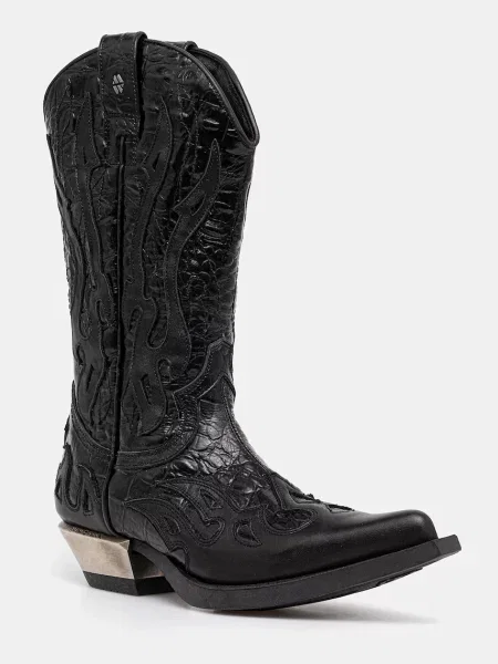 New Rock cizme de piele Nomada Y Firence Negro West Negro-Acero T.Acero cu drept negru