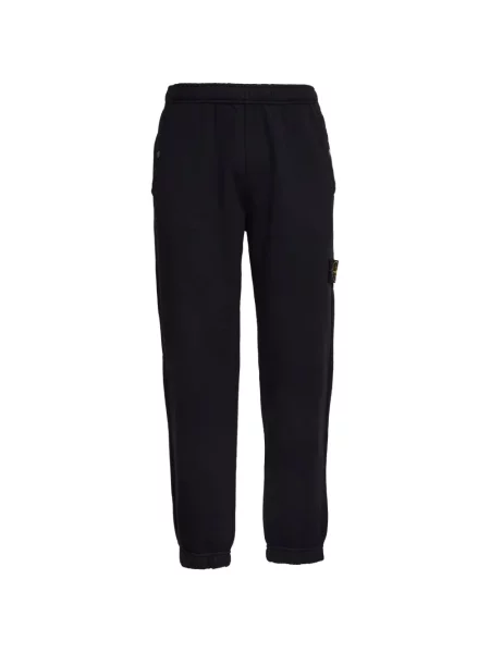 Pantaloni Stone Island din fleece cu strasuri albastru