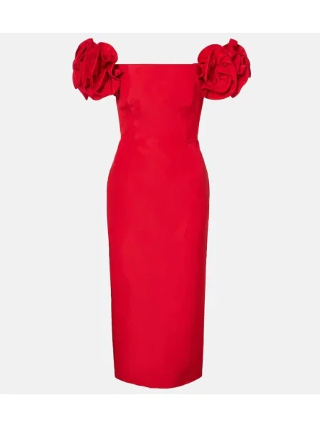 Rochie de cocktail Carolina Herrera de mătase de costum roșu