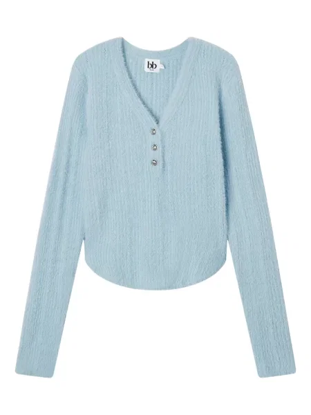 Top B+ab z dekoltem w serek niebieski