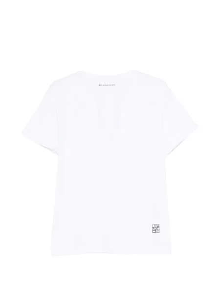Tricou Liviana Conti cu imagine cu decolteu în V alb