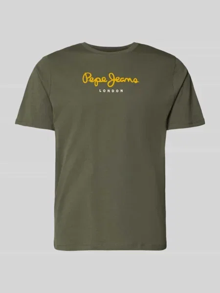 Koszulka z czystej bawełny w kroju regular fit model EGGO' Pepe Jeans zielona