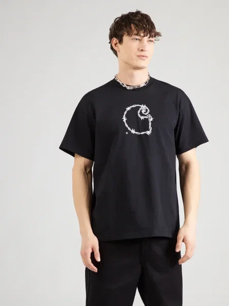 Carhartt WIP Tričko Barbwire / biela čierna