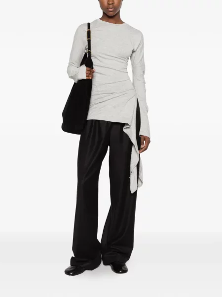 Lung tricou Low Classic drapate clasic gri