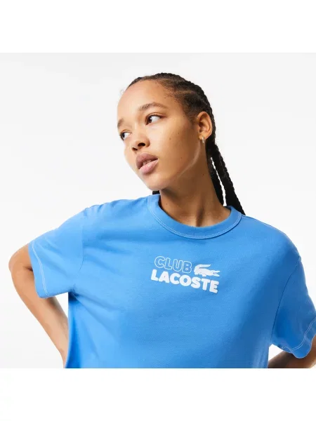 Lacoste Sukienka-Koszula Z Nadrukiem Z Bawełny Organicznej niebieska
