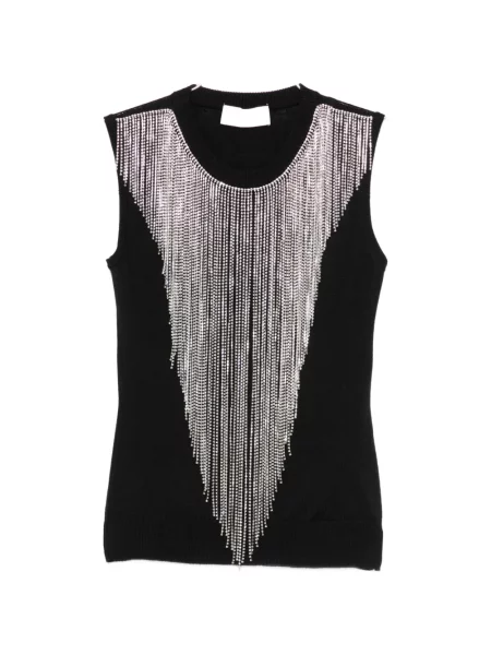Top Sportmax cu franjuri fără mâneci negru