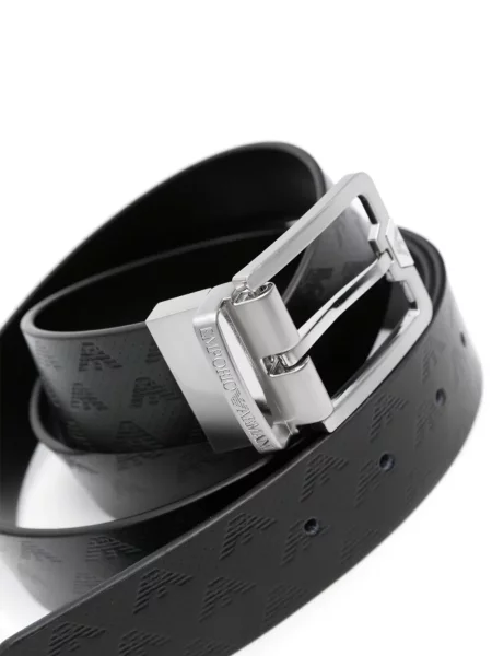Iš natūralios odos diržas Emporio Armani su sagtimis juoda