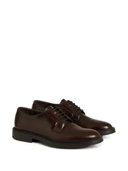 Pantofi derby Kiton cu șireturi din piele roșu