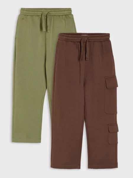 Sinsay Tepláky střihu straight leg 2 pack khaki