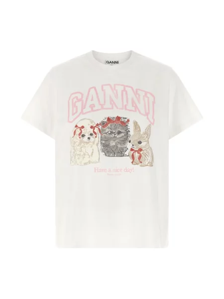 Koszulka Ganni z nadrukiem biała