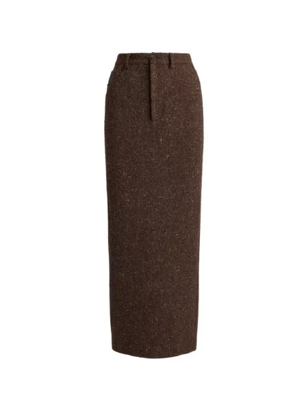 Lung fustă Ralph Lauren Collection din tweed maro