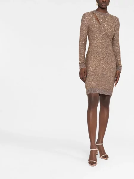 Megztas kostiumas suknele Stella Mccartney su blizgučiais pilka