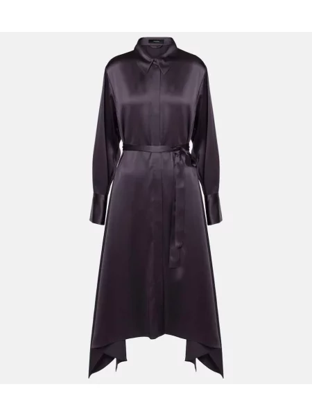 Rochie tip cămașă Joseph din satin de costum violet