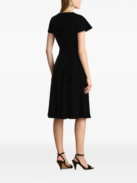Rochie midi Lauren Ralph Lauren de catifea plic negru