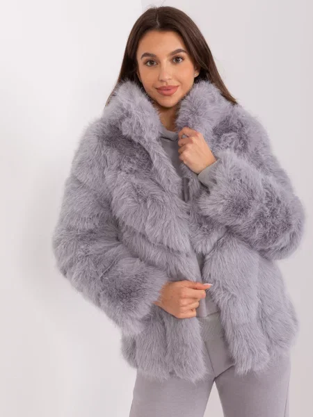 Geacă Wool Fashion Italia cu blană gri