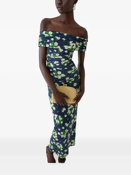 Gėlėtas raštuotas maxi suknele Carolina Herrera mėlyna