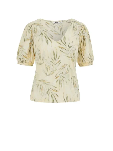 WE Fashion Tricou fildeş / deschis / verde galben
