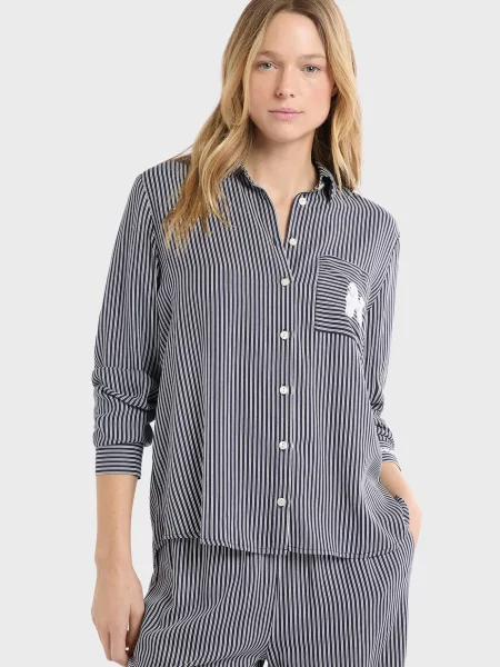 Рубашка Etam в полоску синяя