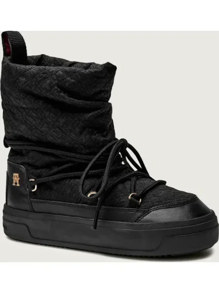 Pantofi Tommy Hilfiger cu șireturi din dantelă negru