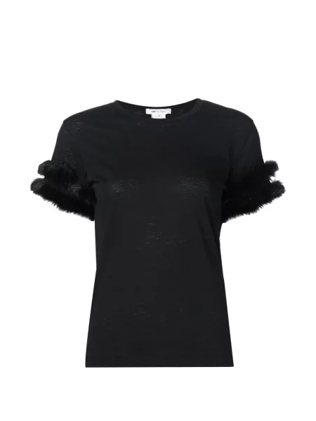 Kožešinový lem tričko Comme Des Garçons s kožíškem černé