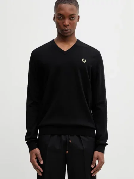 Fred Perry pulover din amestec de lână negru