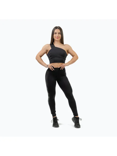 NEBBIA Intense Asymmetric фитнес сутиен черен
